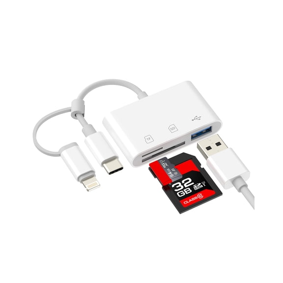 USB C Lightning to SD Card Reader for Apple Micro SD USB 3.0 OTG Adapter for iPhone 16 15 14 13 for iPad MacBook Digital Camera TF Memory Transfer Flash Drive Photo Laptop Compatible for Samsung