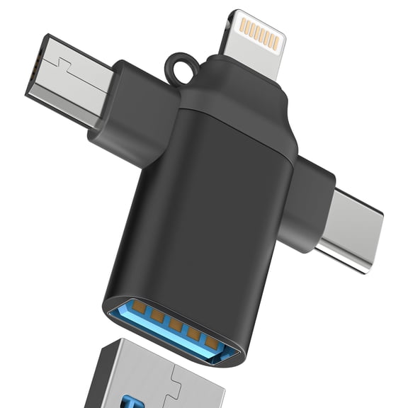 Lightning Micro USB C to USB Adapter Cable for Apple Female Type C for Iphone 17 16 15 14 Macbook OTG Converter Thunderbolt for Ipad 3.0 Port Camera splitter multiport compatible for Samsung