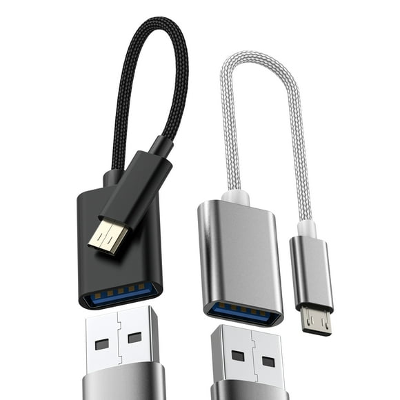 Micro USB Male to USB Female Adapter (2Pack)OTG 3.0 Cable Connector USB A Flash Drive Keyboard Android Computer Adaptador Compatible for Samsung Galaxy S6 S7 edge+ Active note4 note5 A7 A11 Converter