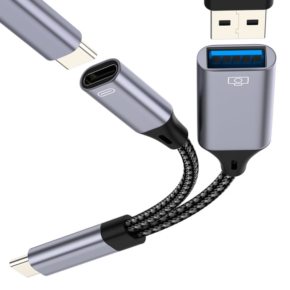 USB C Splitter OTG Cable USB Adapter for iPhone 17 16 15 Pro Max Compatible with Samsung Type-C Digital Camera for Apple Charging Converter to Charger for iPad Flash Drive Data Transfer 3.0 Connector