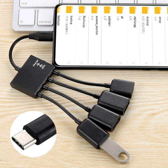 OTG Cable Adapter Cable Micro USB Data Transmission 1 to 4 Type c to USB Converter Cable for Mobile Phone Laptop