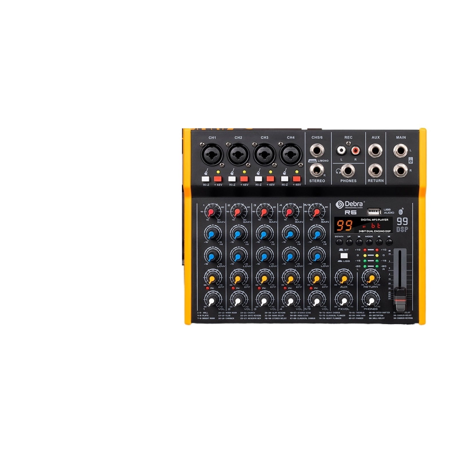OTG Metal Mixer DJ Console Mini4 With Bluetooth 48V Power Delay Repaeat Effect For Sound Mixing Console PC Recording ,Easy to Operate