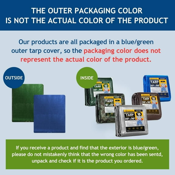 OTGFRF-10 Mil Heavy Duty Waterproof Tarps, 8x10 Ft Finished Size Tarps, Premium Tarp with Metal Grommets & Reinforced Edge, Multipurpose Thick Tarp for Car, Boat, Roof, Camping - 2 Pack, Green