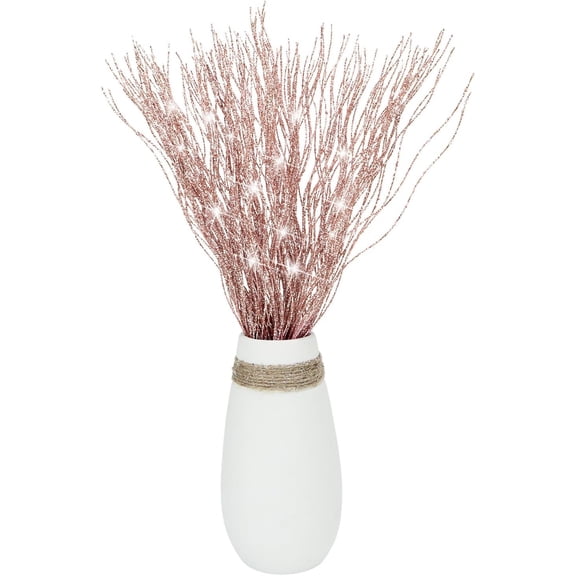 OTGFRF-10 PCS Glitter Christmas Picks Sprays Sparkle Curly Ting Branches Decorative Sticks Stems Artificial Curly Wispy Willow Twigs for Christmas Tree Vase Fillers Crafts Garland Home Decor (10, Ros