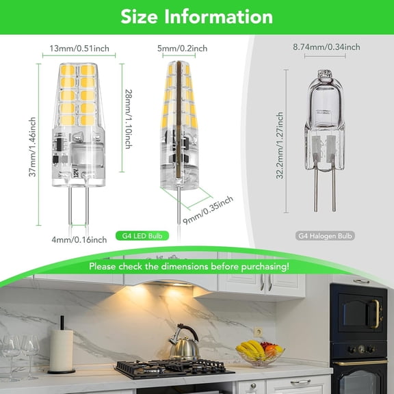 OTGFRF-10 Pack G4 LED Bulb 2W Equivalent 30W 3000K Warm White 250 Lumens 360Beam Angle, T3 Halogen Bulb Replacement Landscape Bulbs, AC/DC 12V Led Lights G4 Bi-Pin Base for Outdoor Landscape Lightin
