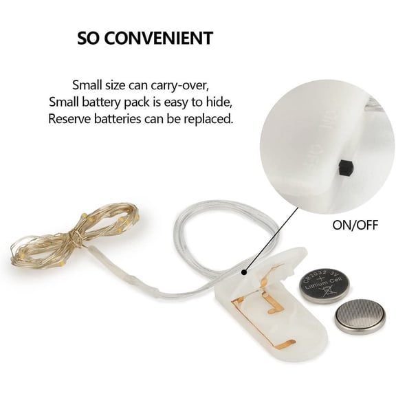 OTGFRF-[10-Pack] LED String Lights, 6.6FT LED Moon Lights 20 Led Micro Lights On Silver Copper Wire (Batteries Include) for DIY Wedding Centerpiece, Table Decoration, Party (Cool White)