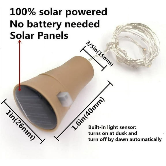 OTGFRF-10 Pack Solar Powered Wine Bottle Lights, 10 LED Waterproof Copper Cork Shaped Lights for Wedding/Christmas/Outdoor/Holiday/Garden/Patio/Yard/Pathway Decor (Warm White)