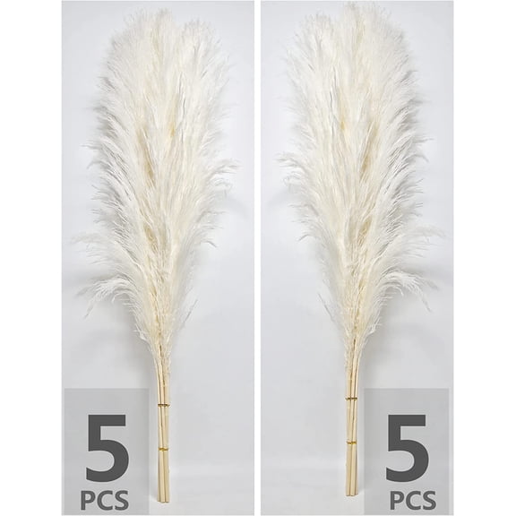 OTGFRF-10 Stems 46" inch White Pampas Grass Decor Tall, Large Pompas Grass, Boho Neutral Home Decor Bouquet, Fluffy Pampass Grass for Floor Vase Wedding Floral Arrangements Wall Farmhouse Table Decor
