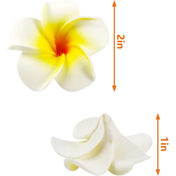 OTGFRF-100Pcs Artificial Plumeria Frangipani Flower, Floating Flowers for Pool, Hawaiian Flowers Centerpiece, Artificial White Foam Plumeria, Petal Hat Head DIY Home Wedding Party Decoration