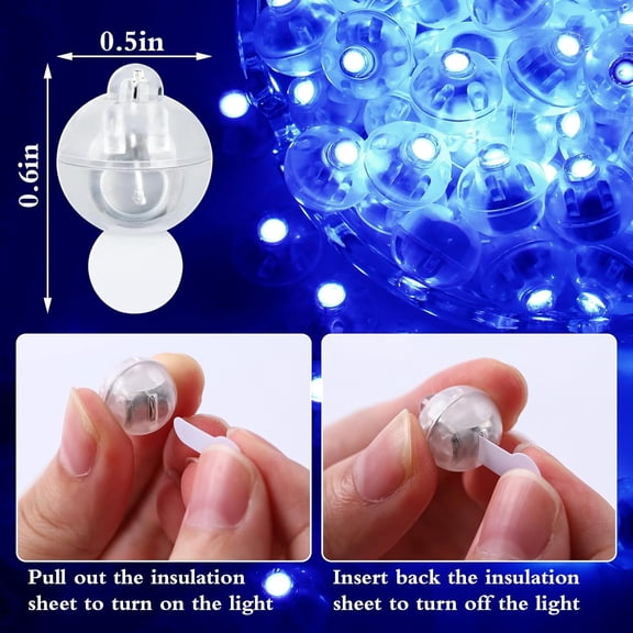 OTGFRF-100pcs Balloon Lights,Round LED Ball Lamp for Latex Balloon Paper Lantern Party Wedding Festival Christmas Halloween DecorativeLong Standby Time Waterpro of Mini Light (Blue)