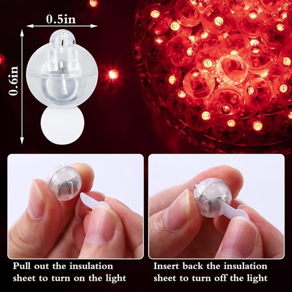 OTGFRF-100pcs Balloon Lights,Round LED Ball Lamp for Latex Balloon Paper Lantern Party Wedding Festival Christmas Halloween DecorativeLong Standby Time Waterpro of Mini Light (Red)