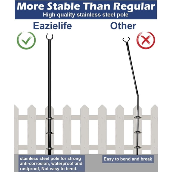 OTGFRF-10FT String Light Poles for Outdoor, Heavy Duty Metal Lighting Stand Pole for Deck Fence Railing Backyard Patio Holiday Wedding Party Decorations 2 Pack