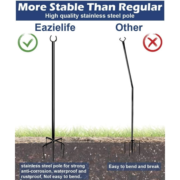 OTGFRF-10FT String Light Poles for Outdoor, Heavy Duty Metal Lighting Stand Pole for Garden Lawn Backyard Patio Holiday Wedding Party Decorations 2 Pack