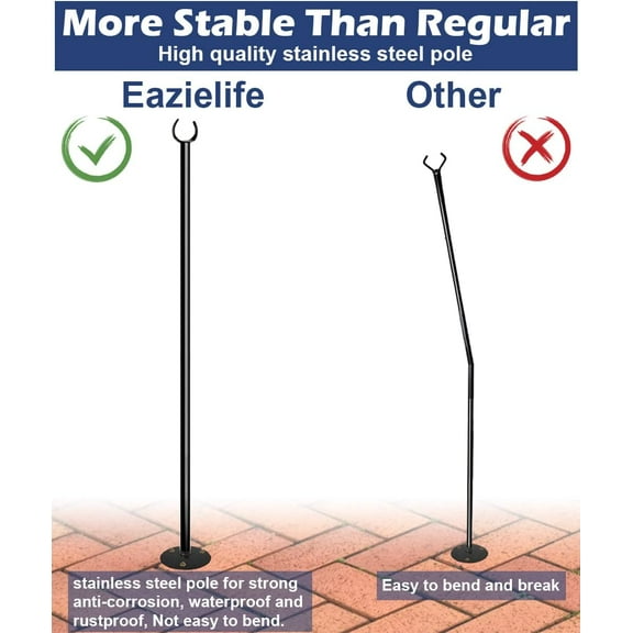 OTGFRF-10FT String Light Poles for The Outdoor, Heavy Duty Metal Lighting Stand Pole for Hard Soil Wood Backyards Patio Weddings Holiday Party Decorations 2 Pack