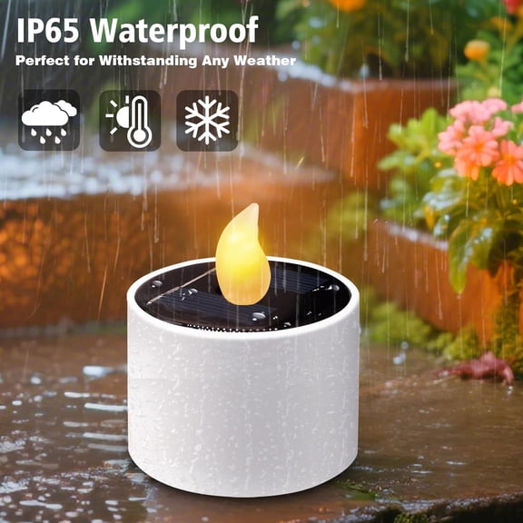 OTGFRF-10pcs Solar Tea Lights Outdoor Waterproof, Flameless Flicker LED Solar Candles with Dusk to Dawn Sensor, Reuseable Tea Light Candles for Lantern Garden Camping Party Home Christmas Decor
