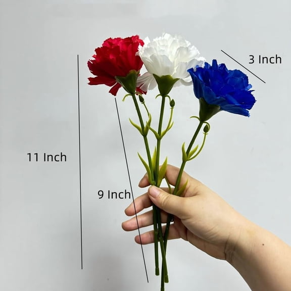 OTGFRF-11 Inch Bouquets 10 Stem Red Carnations,Outdoor UV Resistant No Fade Artificial Flower,Mini Carnation Silk Petals Fake Flowers Forever Plants for Photo Props Home Party and Wedding Decor