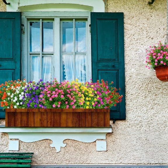 OTGFRF-12 Bundles Outdoor Artificial Flowers UV Resistant Fake Boxwood Plants, Faux Greenery for Indoor Outside Hanging Plants Garden Porch Window Box Home Wedding Farmhouse Dcor (Pink)