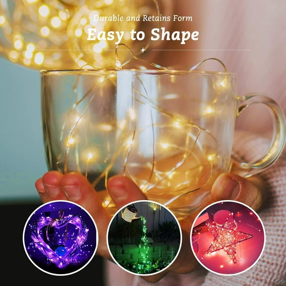 OTGFRF-12 Pack Fairy Lights Battery Operated String Lights7FT 20LED Waterproof Silver Wire Christmas Lights Outdoor,Firefly Mini Lights for Bedroom Party Birthday Wedding Indoor Decorations.
