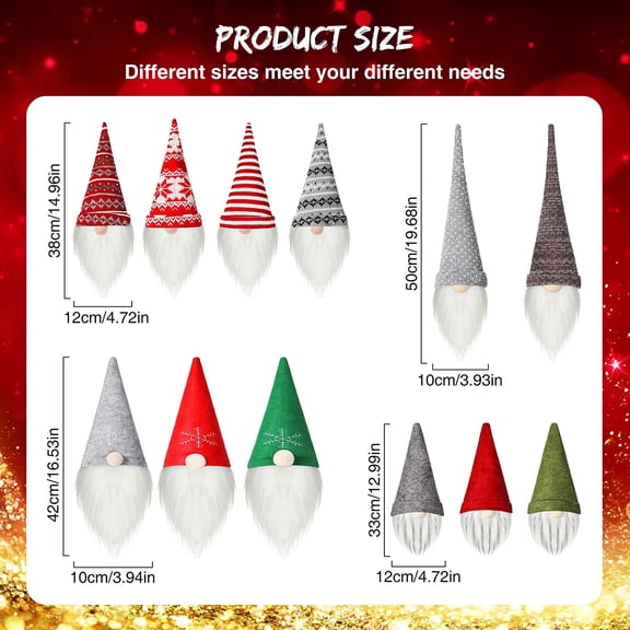 OTGFRF-12 Pcs Christmas Gnome Wine Bottle Cover Christmas Handmade Tomte Swedish Gnome Wine Bottle Toppers Holiday Swedish Tomte Decorative for Holiday Xmas Decorations