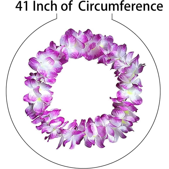 OTGFRF-12 Pcs Thicken 41 Inch Purple Hawaiian Leis for Graduation Party, Dance Party, Photo Prop in Outdoors (12 Pcs)