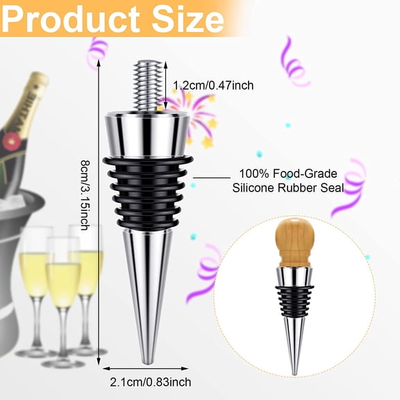 OTGFRF-12 Pieces Metal Bottle Stopper 16 x 3/8 Blank Stainless Steel Wine Bottle Stopper Kit Reusable Wine Saver Corks Chrome Bottle Stopper Set Hardware for Wedding Wine Party Bar Turning