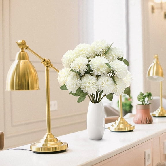 OTGFRF-12Pcs Artificial Chrysanthemums Flowers Ball Silk Fall Chrysanthemums Fake Mums for Indoor Outdoors Garden Home Wedding Bouquet Spring Summer Decor(White)