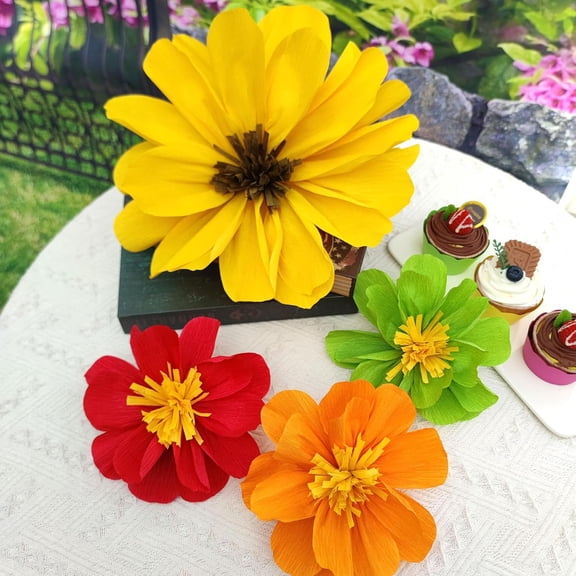 OTGFRF-12inch -7inch Rainbow Paper Flower for Wall Carnival Rainbow Spring Flower Theme Party Birthday Celebration Backdrop Baby Shower Decor Pack of 6