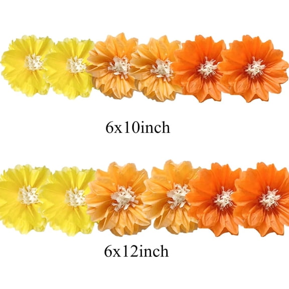 OTGFRF-12pcs 10in 12in Paper Flowers Tissue Flowers Pom Paper Pom Poms Hanging Paper Flowers Wall Backdrop Wedding Party Flower Decorations DIY Art Craft Blooms for Birthday Baby shower decor yellow