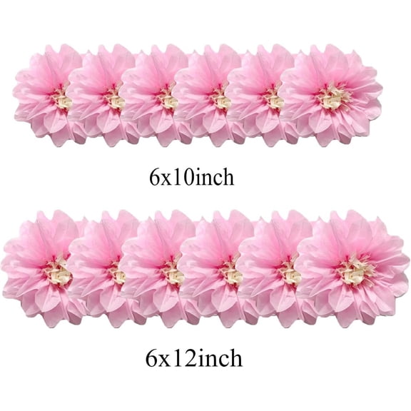 OTGFRF-12pcs 10in 12in Paper Flowers Tissue Flowers Pom Paper Pom Poms Hanging Paper Flowers Wall Backdrop Wedding Party Flower Decorations DIY Art Craft Blooms for Birthday Baby shower Nursey decor