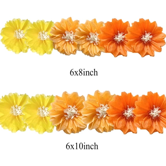 OTGFRF-12pcs 8in 10in Paper Flowers Tissue Flowers Pom Paper Pom Poms Hanging Paper Flowers Wall Backdrop Wedding Party Flower Decorations DIY Art Craft Blooms for Birthday Baby shower decor yellow o