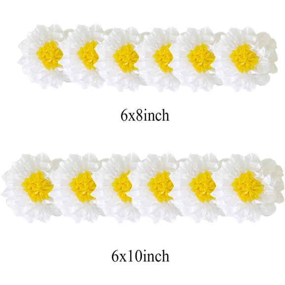 OTGFRF-12pcs 8in 10in White Yellow Paper Flowers Tissue Flowers Pom Paper Pom Poms Hanging Paper Flowers Wall Backdrop Wedding Party Flower Decorations DIY Art Craft Blooms for Birthday Baby shower d