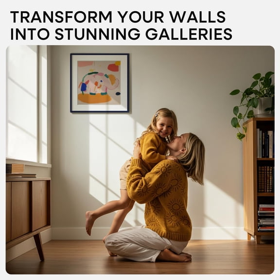 OTGFRF-12x12 Picture Frame Navy Blue, High End Metal 12 x 12 Square Poster Frame with Mat 10 x 10 Photo, 12x12 Frame Matted to 10x10 Print, 12by12 Hanging Frames, Tempered Glass, Wall Kit, Set of 1