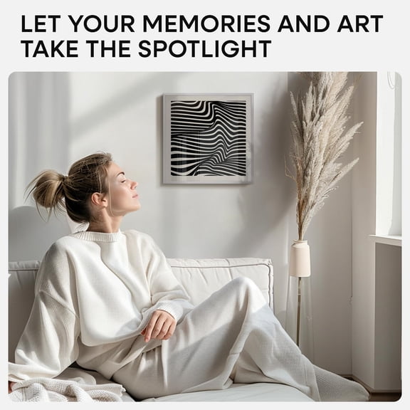 OTGFRF-12x12 Silver Frame, High End Metal 12 x 12 Square Picture Frame with Mat 10 x 10 Photo, 12x12 Poster Frames Matted to 10x10 Print, 12 by 12 Hanging Frames, Tempered Glass, Wall Kit, Set of 1