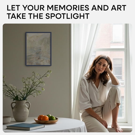 OTGFRF-12x16 Navy Blue Picture Frame, High End Metal 12x16 Poster Frames with Mat 9x12 Photo, 12 x 16 Navy Blue Frame Matted to 9 by 12 Print, 16x12 Thin Frames, Tempered Glass, Wall Kit, Set of 1