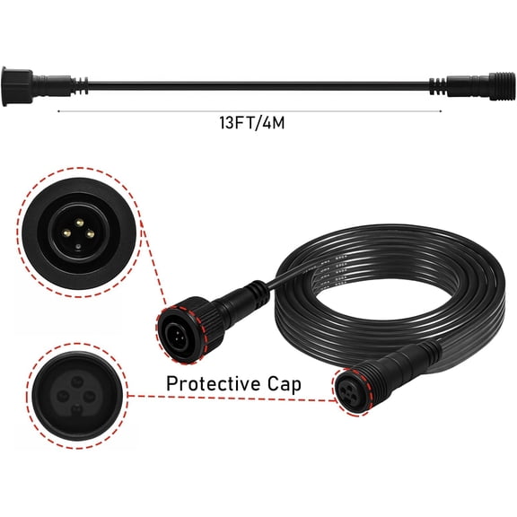 OTGFRF-13ft Smart Outdoor String Lights Extension Cord4m Power Cable with 3-Pin PlugCompatible with Go-ve Lights H7039, H7038, H7037