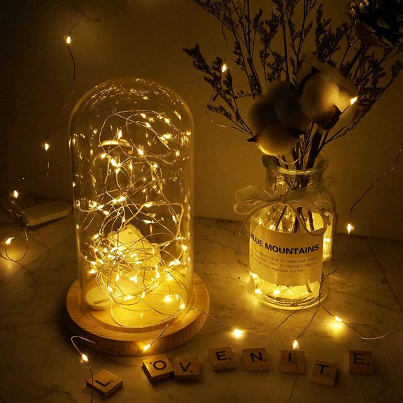 OTGFRF-16 Pack Battery Operated 30 LED Starry String Lights, 10ft Fairy Lights Silver Wire Colorful Waterproof Mini Firefly String Lights for DIY, Party, Decor, Christmas, Wedding (Warm White)