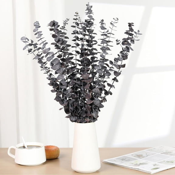 OTGFRF-16 Pcs Dried Eucalyptus Stems, 17'' Natural Fresh Eucalyptus Leaves Branches Hanging for Shower, Preserved Real Purple Plant Live for Home SPA Wall Bathroom Wedding Party Vase Decor