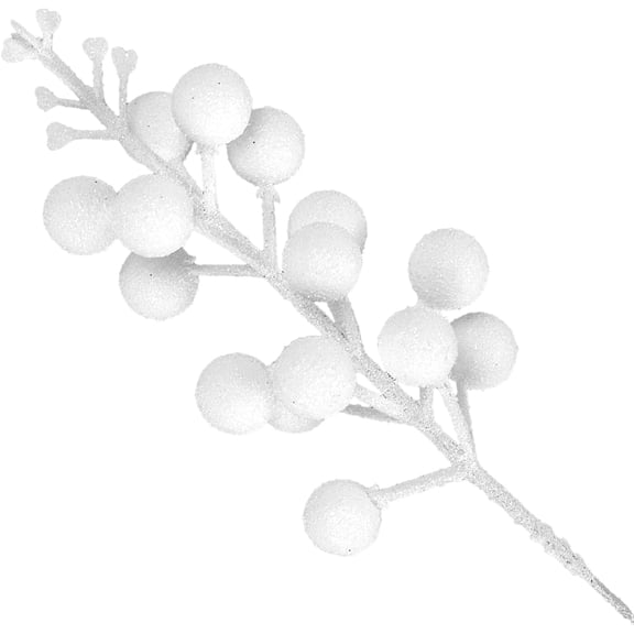 OTGFRF-16 Pieces Artificial Glitter Berries Stems, 8-Inch Winter Christmas Picks Berry Sprays Twig Glitter Holly Berry Branches for Xmas Tree Fillers Ornaments, Wreath, Crafts, Home Holiday Decor (Wh