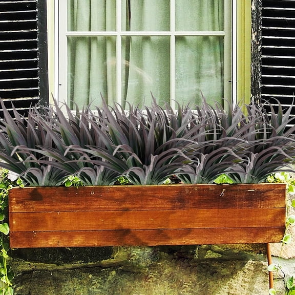 OTGFRF-16Pcs Artificial Grass Fake Plants 17.3in Outdoor Plants UV Resistant Faux Greenery Stems Fake Grass for Home Window Garden Office Patio Pathway Front Porch Dcor Green & Black