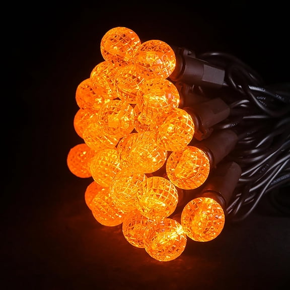 OTGFRF-18.6Ft 50 LED Orange Halloween Lights G12 Mini Globe Ball String Lights for Small Tree Crafts Holiday Indoor/Outdoor Christmas Thanksgiving Day Halloween Decorations, UL Certified, Connectable