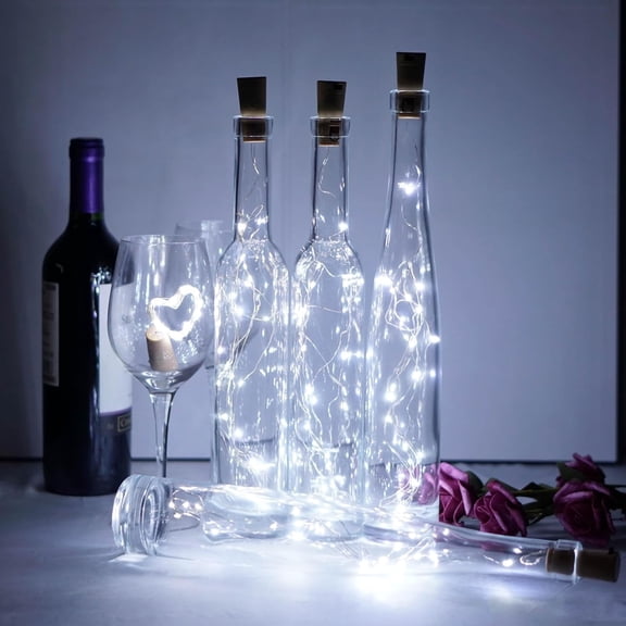 OTGFRF-18 Pack Wine Bottle Cork Lights, 20 LED Waterproof Fairy String Lights with Batteries for DIY Jars, Weddings, Christmas, Party Decor (Cool White)