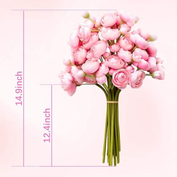 OTGFRF-18 Pcs Ranunculus Artificial Fake Plants Flowers,White Faux Silk Mini Flowers for DIY Bouquets Bulk Faux Wedding Filler Home Centerpieces Arrangements Bridal Christmas Decorations (Rose Red)