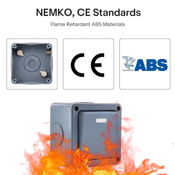 OTGFRF-1PK IP66 Waterproof Outdoor Switch, SPDT(Single Pole Double Throw), 2 Way Single Light Switch for Outdoor Garden, Weatherproof (1Gang 10A Grey)