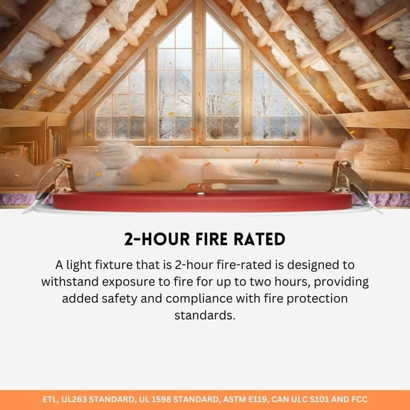 OTGFRF-2 Hour Fire Rated Recessed Lighting  6 Inch LED Wafer Canless Outdoor Light Fixture, IC & Wet Rated Ultra Thin New Construction, Dimmable & Selectable 2700K 3000K 3500K 4000K 5000K Downlight