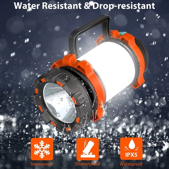 OTGFRF-2 Pack Camping Lantern, Outdoor LED Camping Light, Rechargeable Flashlights with 1000LM, 6 Modes, 4000mAh Power Bank, IPX5 Waterproof Portable Emergency Camp Light for Hurricane Survival - Ora