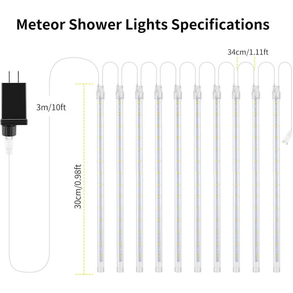OTGFRF-2 Pack Christmas Lights Meteor Shower Rain Lights 12inch, Totally 20 Tube 480 LEDs Icicle Light Outdoor Raindrop Light for Xmas Halloween Wedding Party Tree Holiday Decoration, Blue