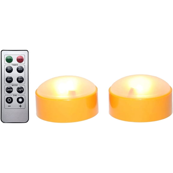 OTGFRF-2 Pack Halloween LED pumpkin Lights with Remote and Timers Battery Operated Jack-O-Lantern Lights Bright Flickering Flameless Electric Candles for Halloween Decor Holiday Decorations Orange Co
