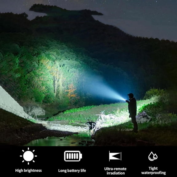 OTGFRF-2 Pack Heavy Duty 2-Cell D Battery LED Big Flashlights, Zoomable Single Mode Aluminum Alloy Torch Flashlight, Rugged Large Flashlight for Outdoor Adventures Emergency Power Outages Camping