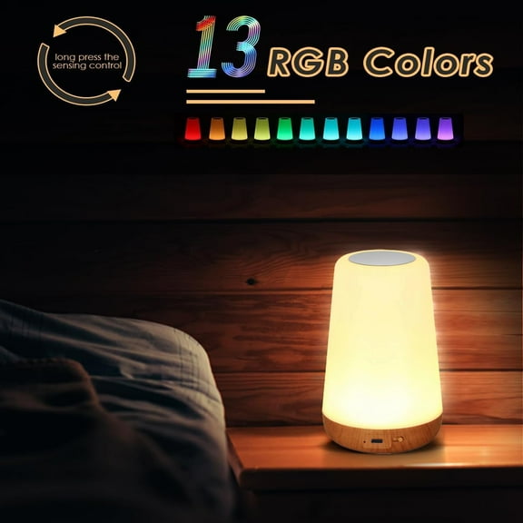 OTGFRF-2-Pack LED Bedside Touch Desk Light,Small Night Light, Portable Desk Edge Light with 13 RGB Colors, Night Light for Bedroom/Nursery/Bathroom/Hallway/Outdoor/Living Room