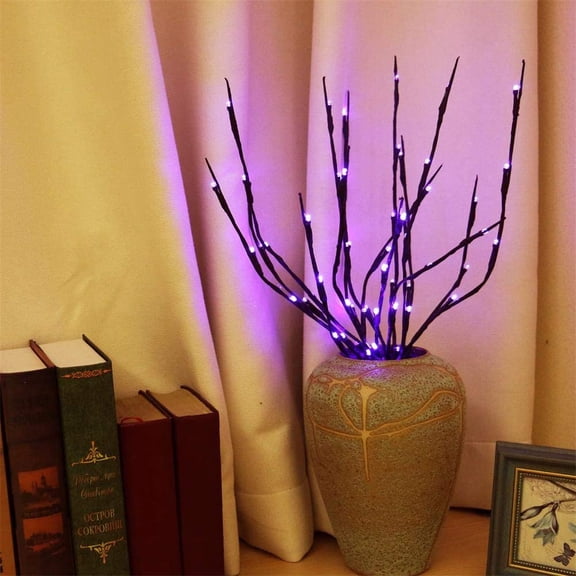 OTGFRF-2 Pack Lighted Branches Lights Battery Operated Twig Willow Decorative LED Branch for Vase Home Decoration 20leds (Purple)